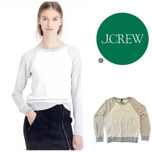 J. Crew Women's Two-Tone Raglan Sweatshirt - White & Light Gray